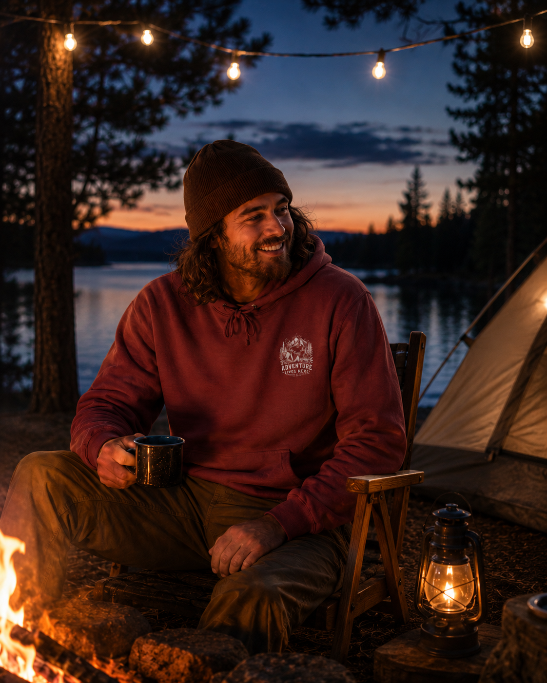 "Adventure Lives Here" Vintage Graphic Hoodie