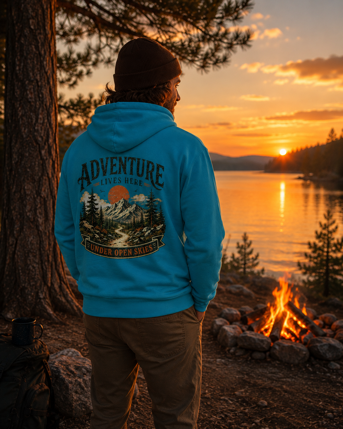 "Adventure Lives Here" Vintage Graphic Hoodie