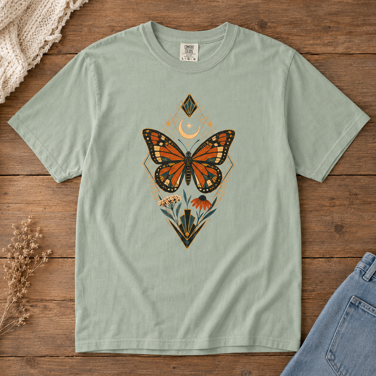 Art Deco Monarch Butterfly T-Shirt