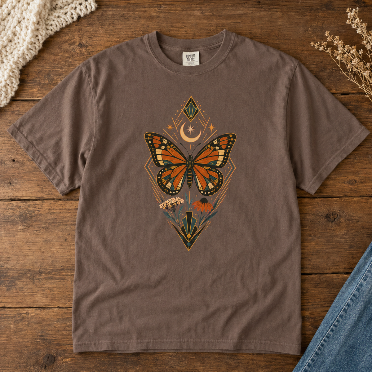 Art Deco Monarch Butterfly T-Shirt