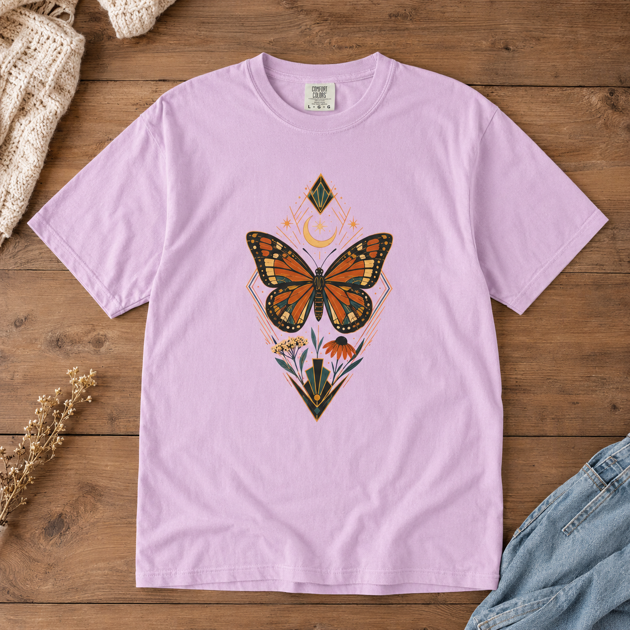 Art Deco Monarch Butterfly T-Shirt