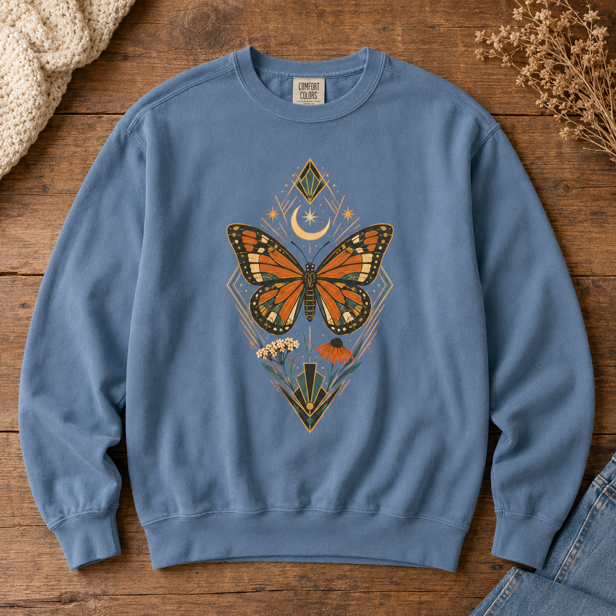 Art Deco Monarch Butterfly Sweatshirt