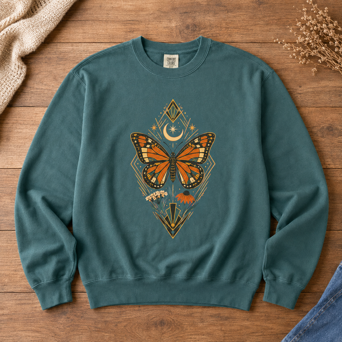 Art Deco Monarch Butterfly Sweatshirt