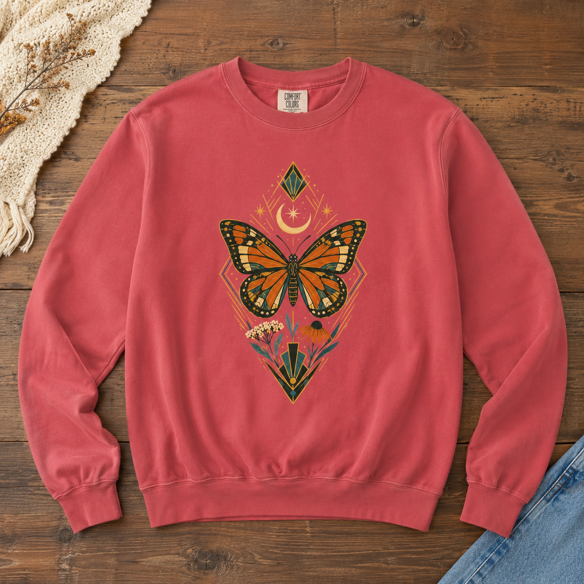 Art Deco Monarch Butterfly Sweatshirt