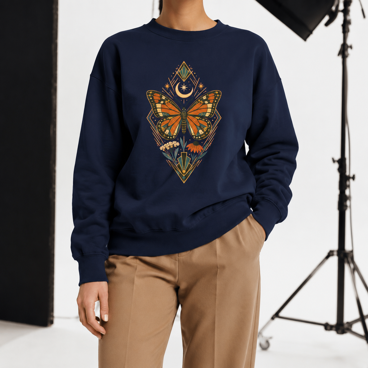 Art Deco Monarch Butterfly Sweatshirt