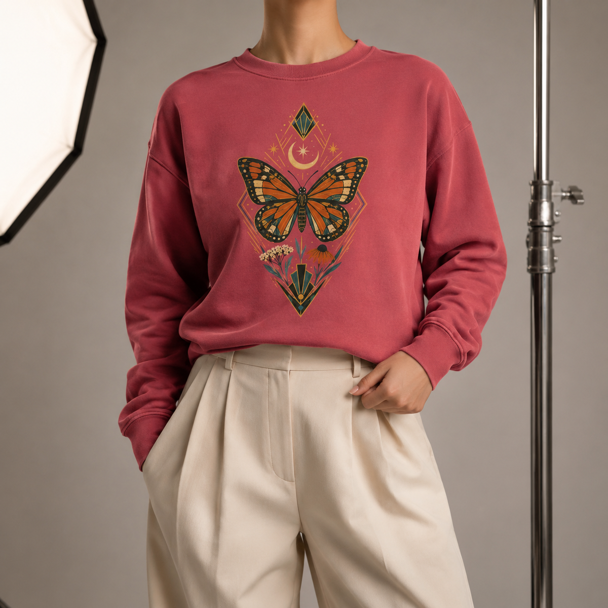 Art Deco Monarch Butterfly Sweatshirt