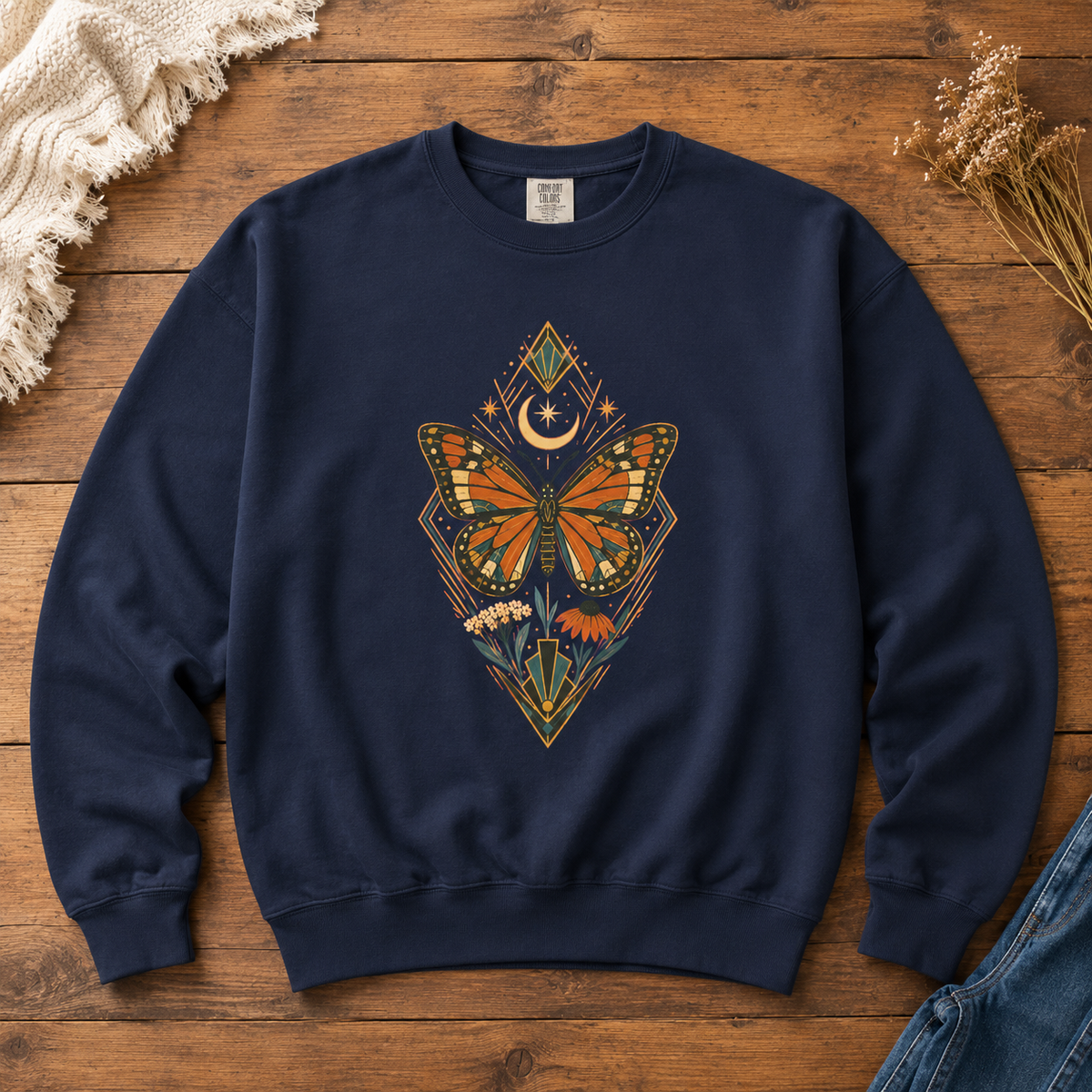 Art Deco Monarch Butterfly Sweatshirt