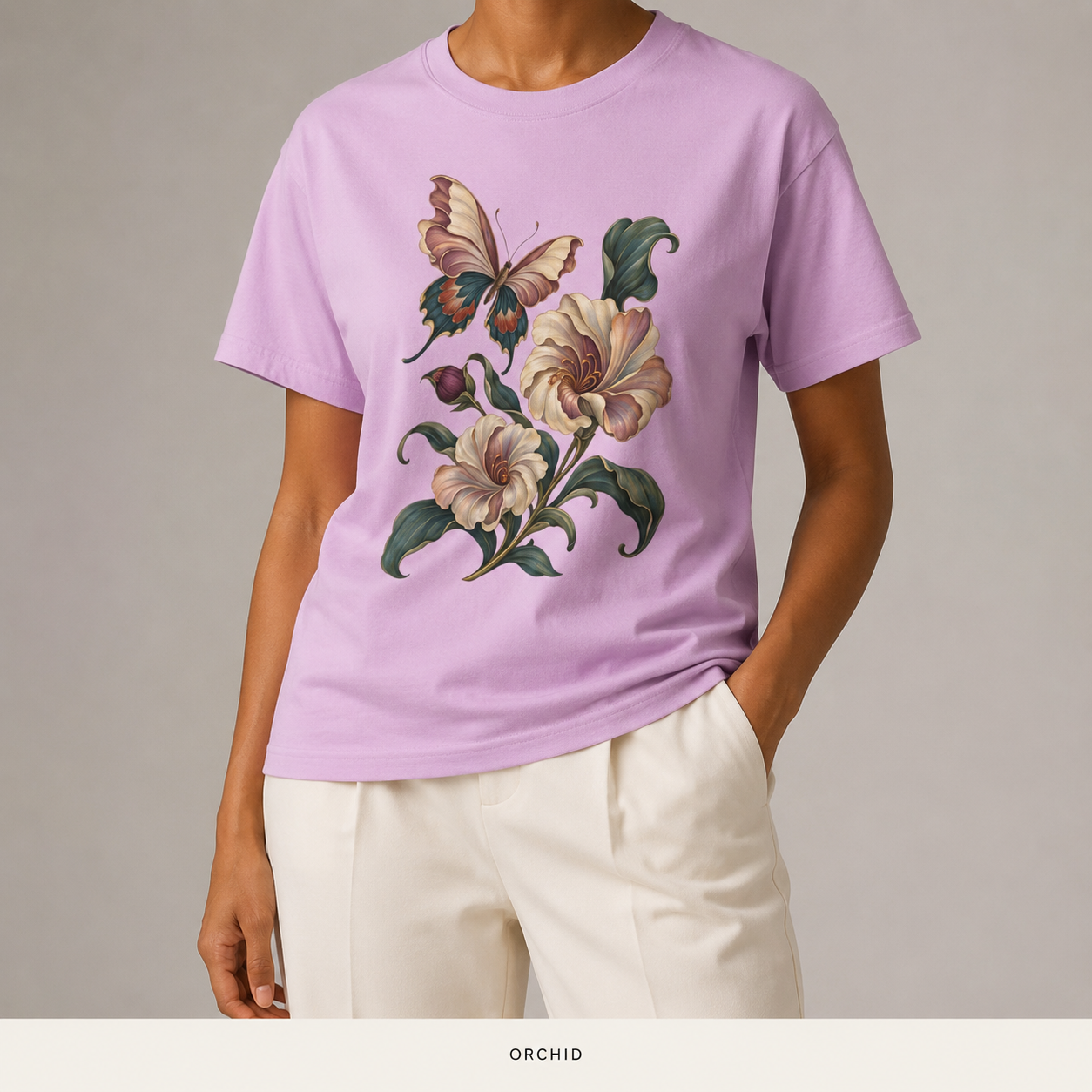 Art Nouveau Butterfly Blooms T-Shirt — Garment-Dyed Cotton