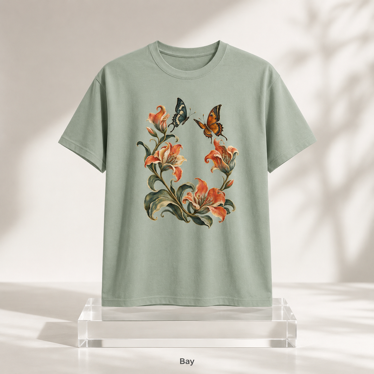 Art Nouveau Lily Wreath T-Shirt — Garment-Dyed Cotton