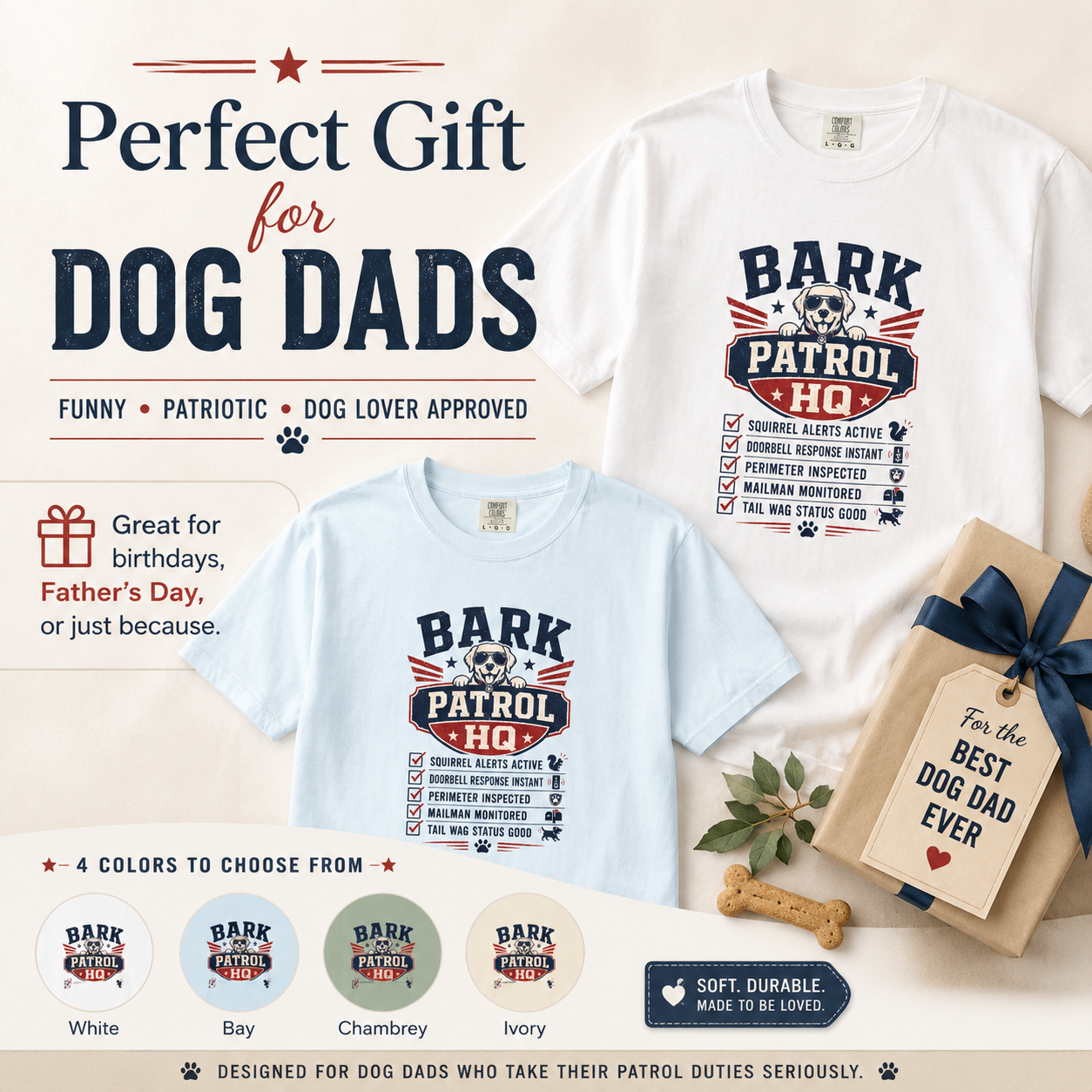 Bark Patrol HQ - Funny Dog Dad Shirt
