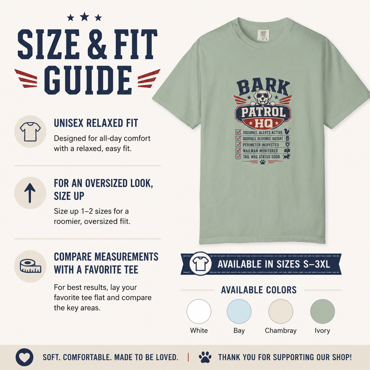 Bark Patrol HQ dog security shirt alternate view