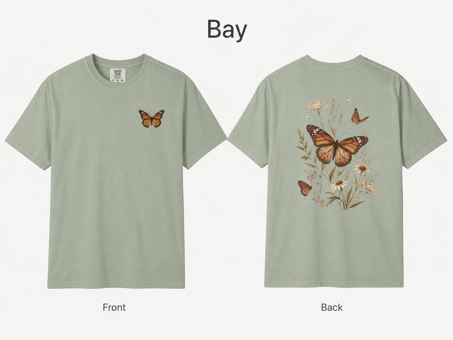 Monarch & Wildflowers - Vintage Botanical Front & Back Tee