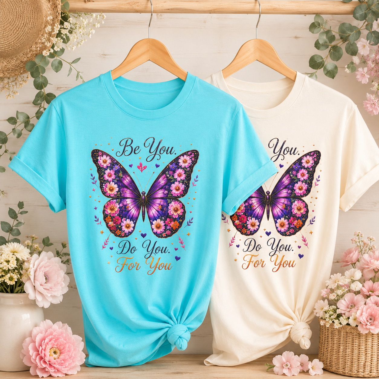 Be You Do You For You purple butterfly shirt branded slide