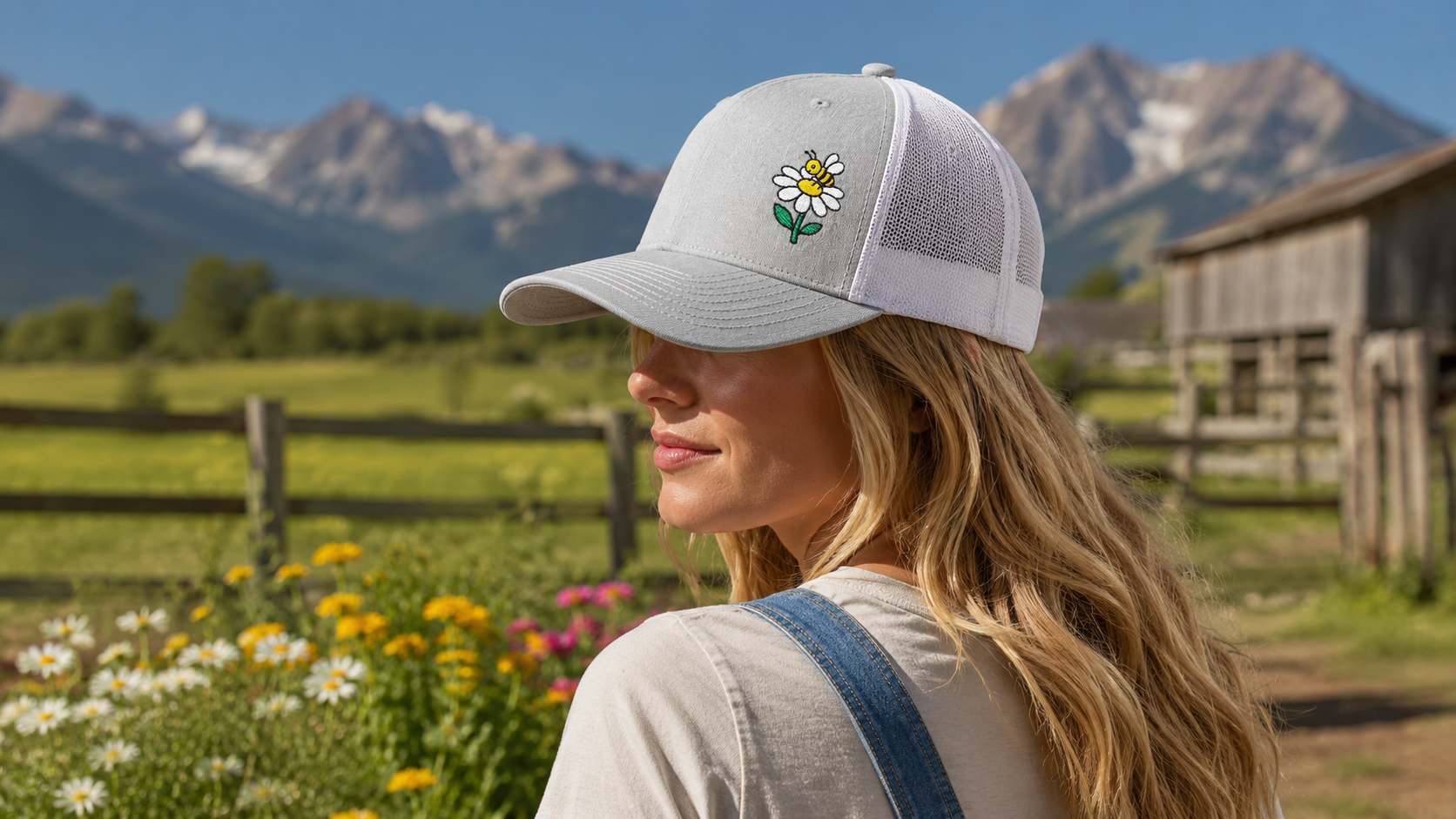 Bee Happy — Embroidered Trucker Hat