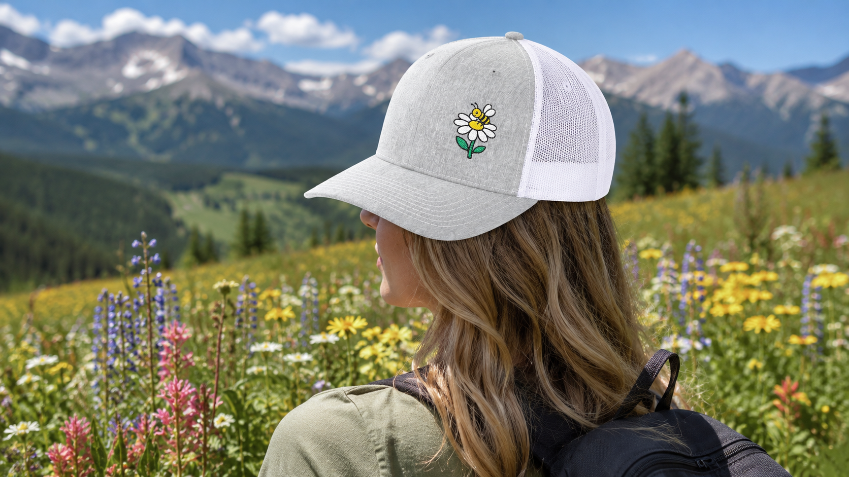 Bee Happy — Embroidered Trucker Hat
