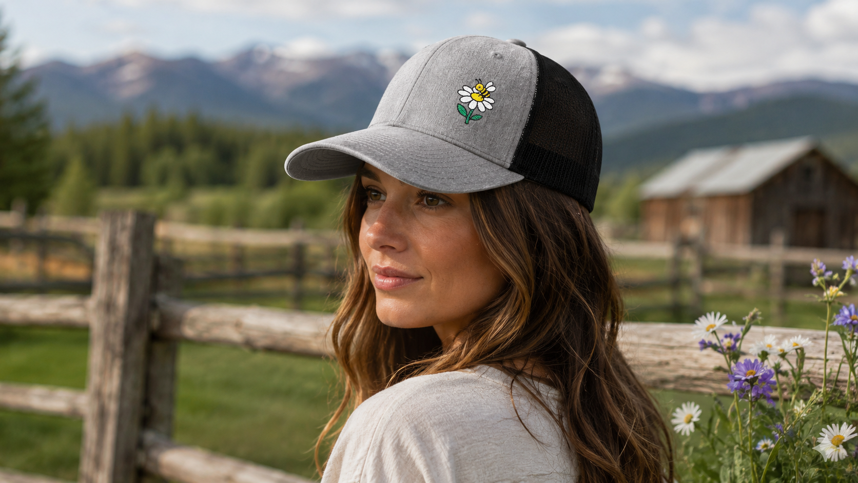 Bee Happy — Embroidered Trucker Hat