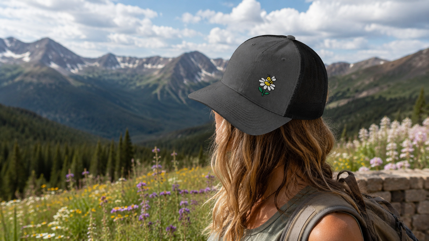 Bee Happy — Embroidered Trucker Hat
