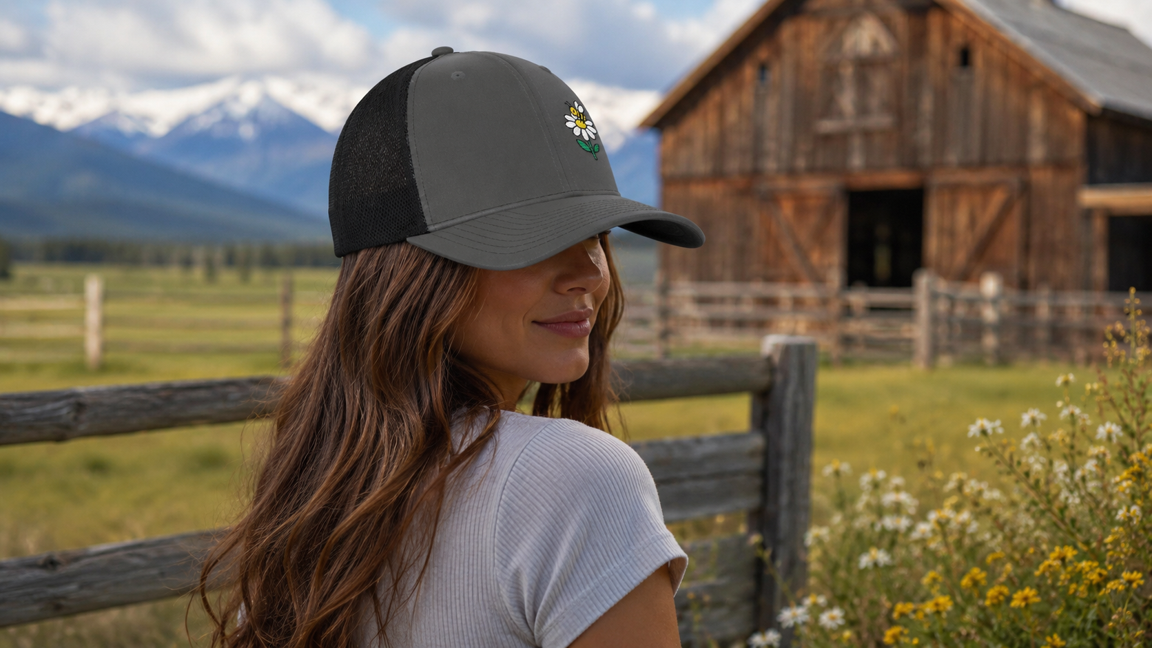 Bee Happy — Embroidered Trucker Hat
