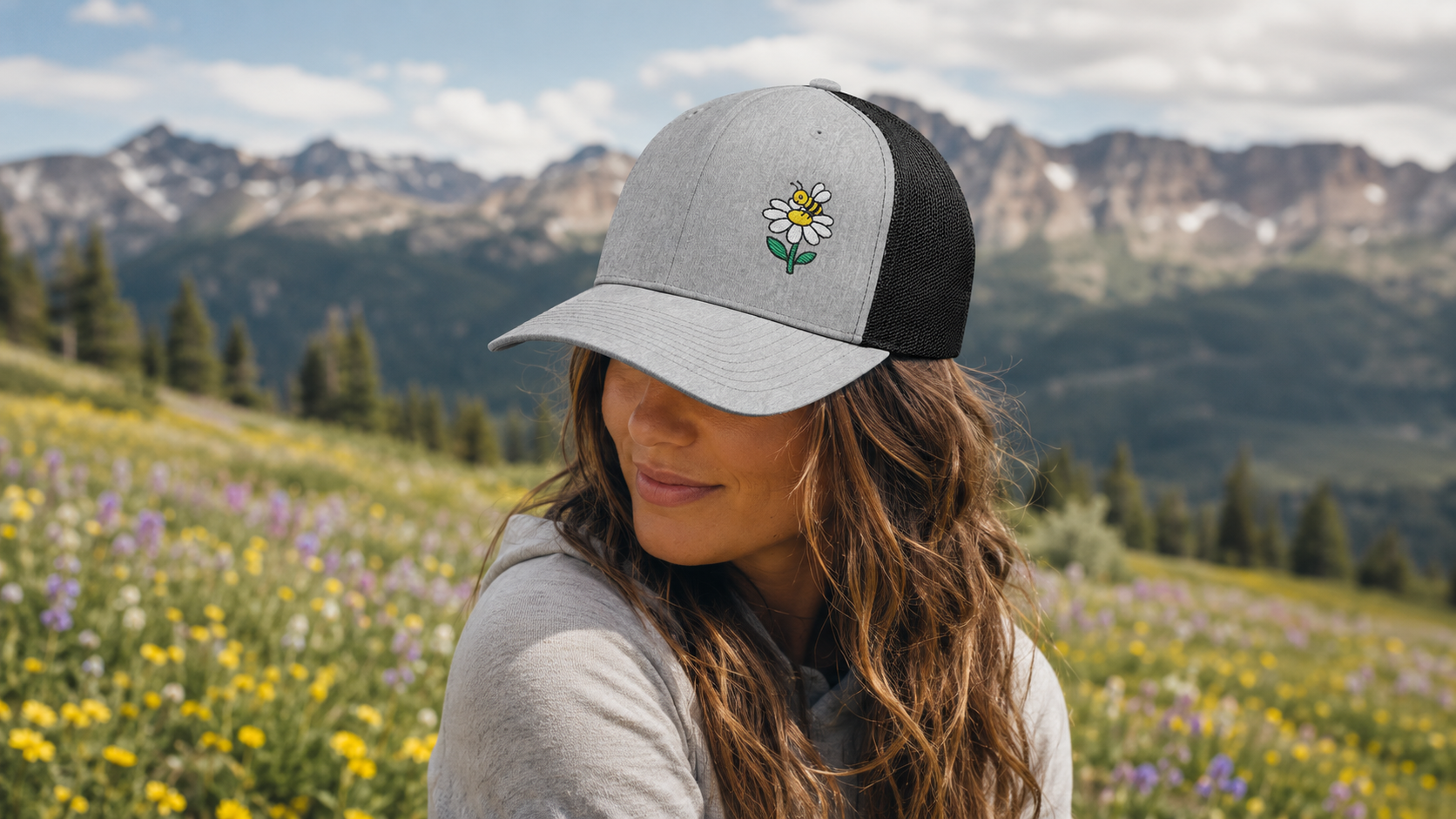 Bee Happy — Embroidered Trucker Hat