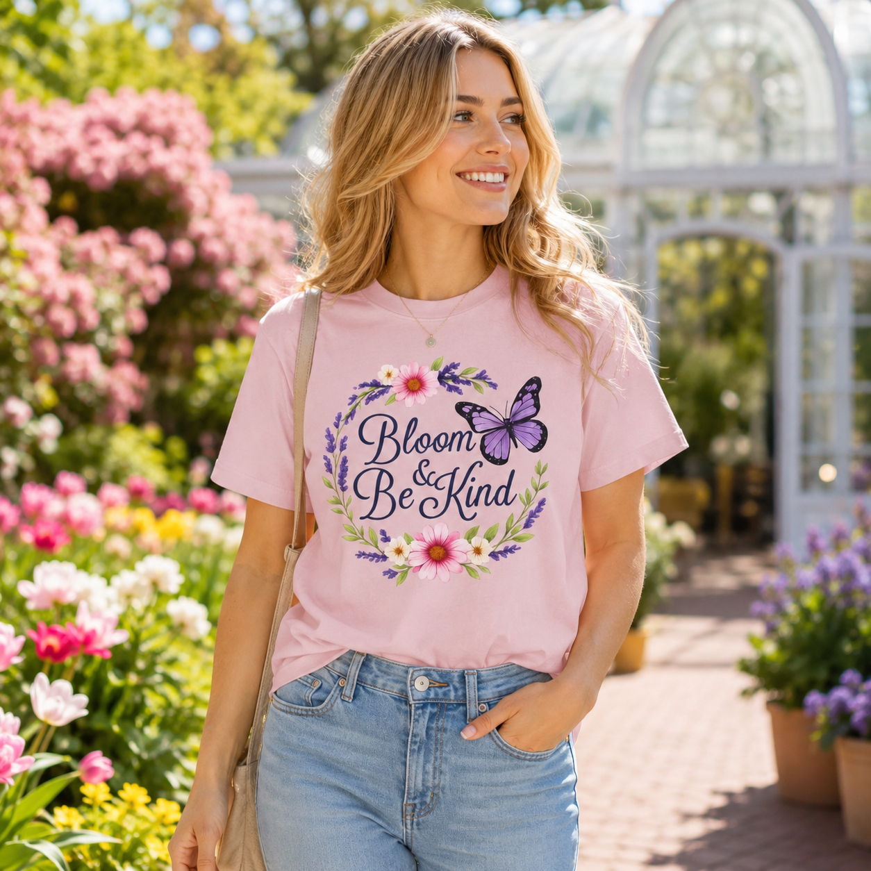 Bloom & Be Kind - Floral Wreath Butterfly Tee