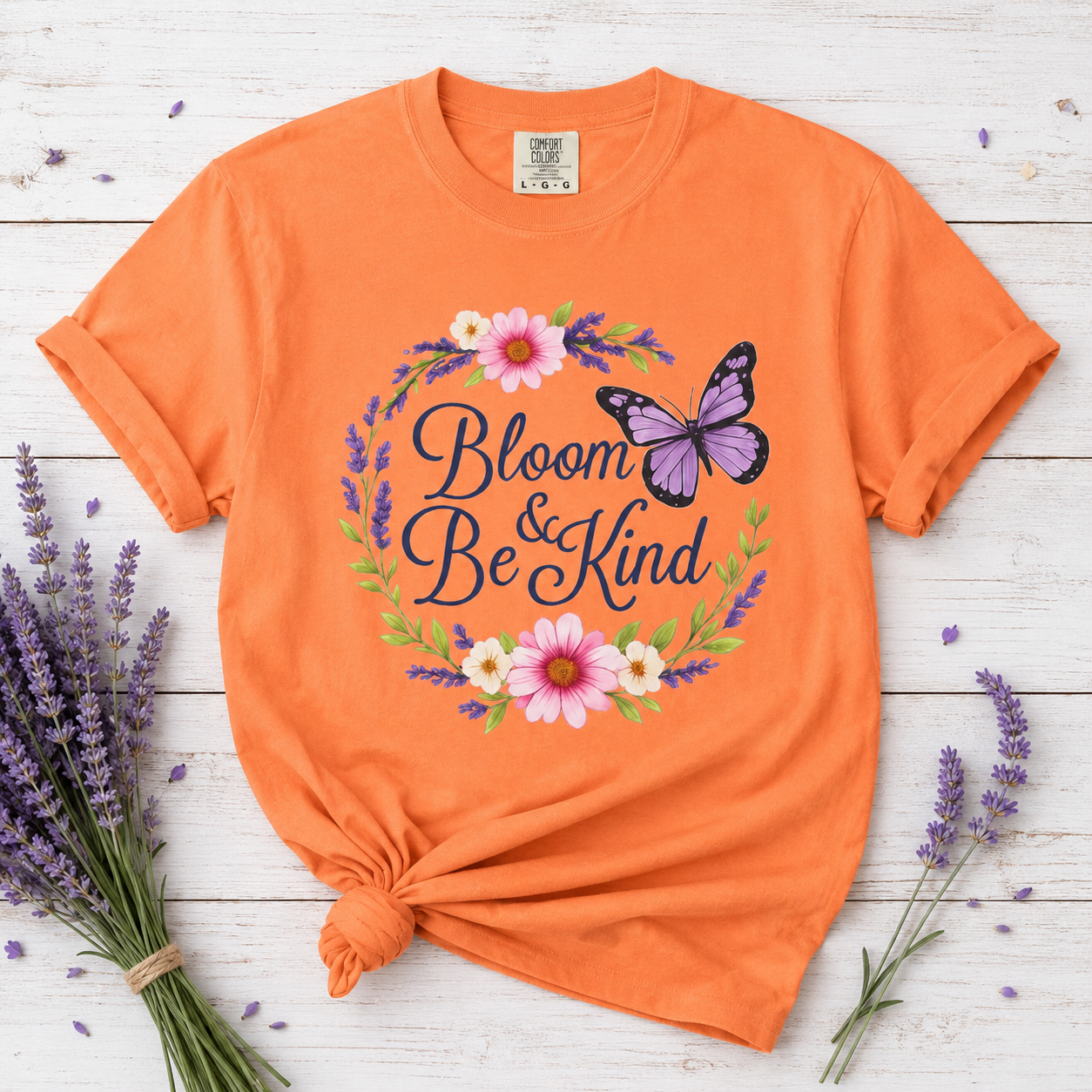 Bloom & Be Kind - Floral Wreath Butterfly Tee