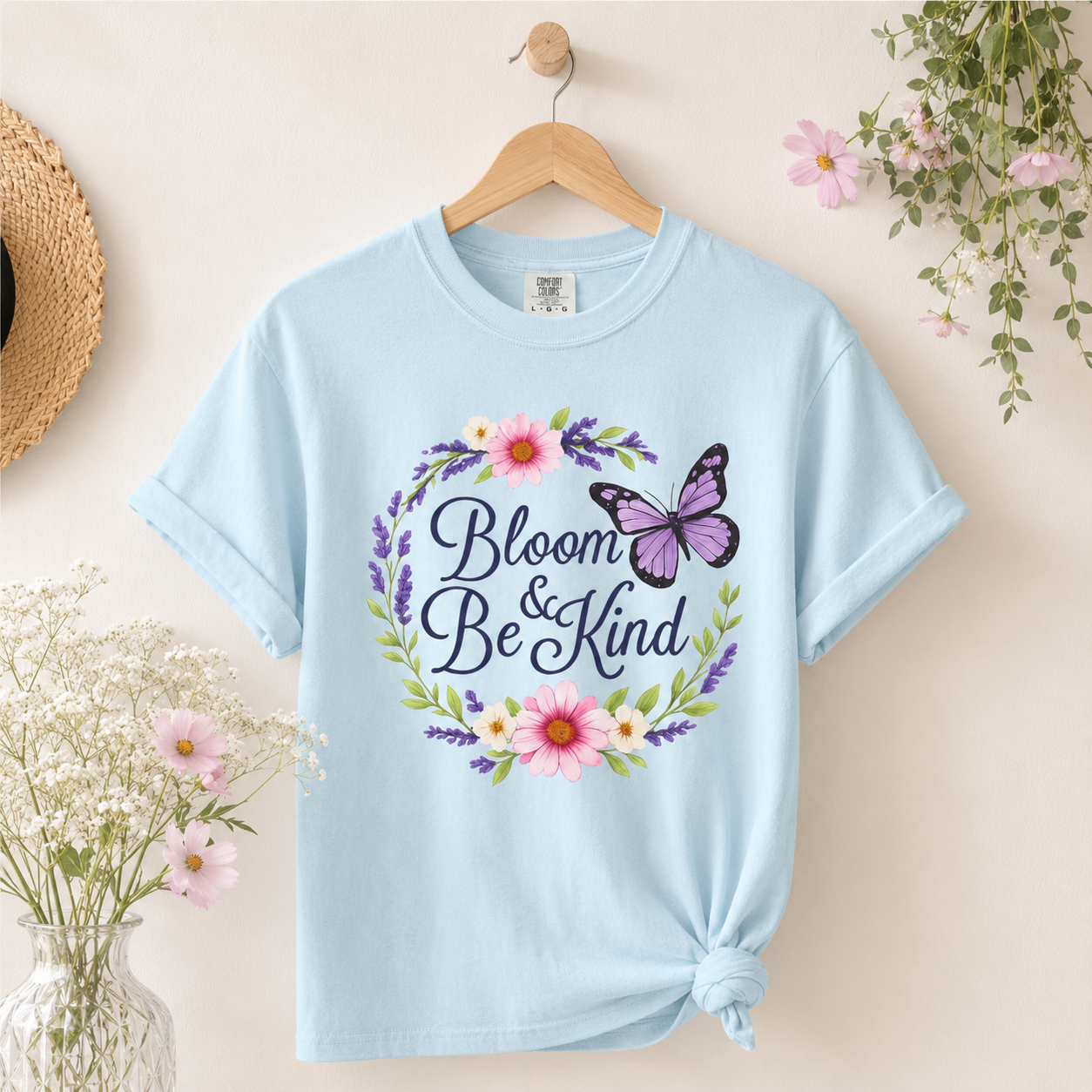 Bloom & Be Kind - Floral Wreath Butterfly Tee