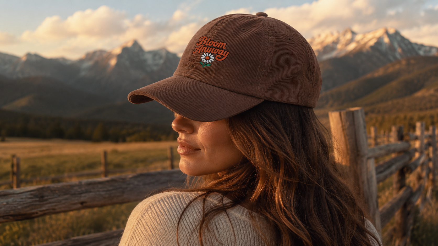 Bloom Anyway — Embroidered Corduroy Hat