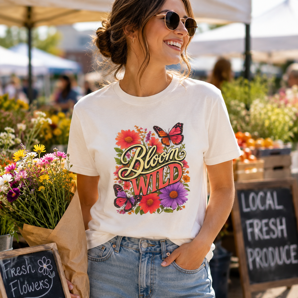 Bloom Wild - Vibrant Butterfly Wildflower Tee