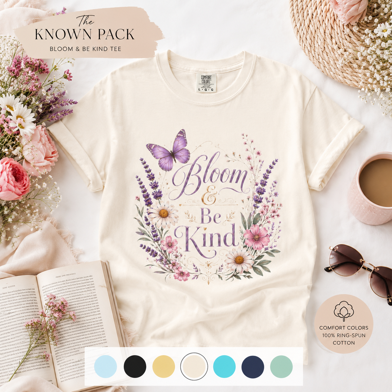 Bloom & Be Kind - Butterfly Lavender Tee