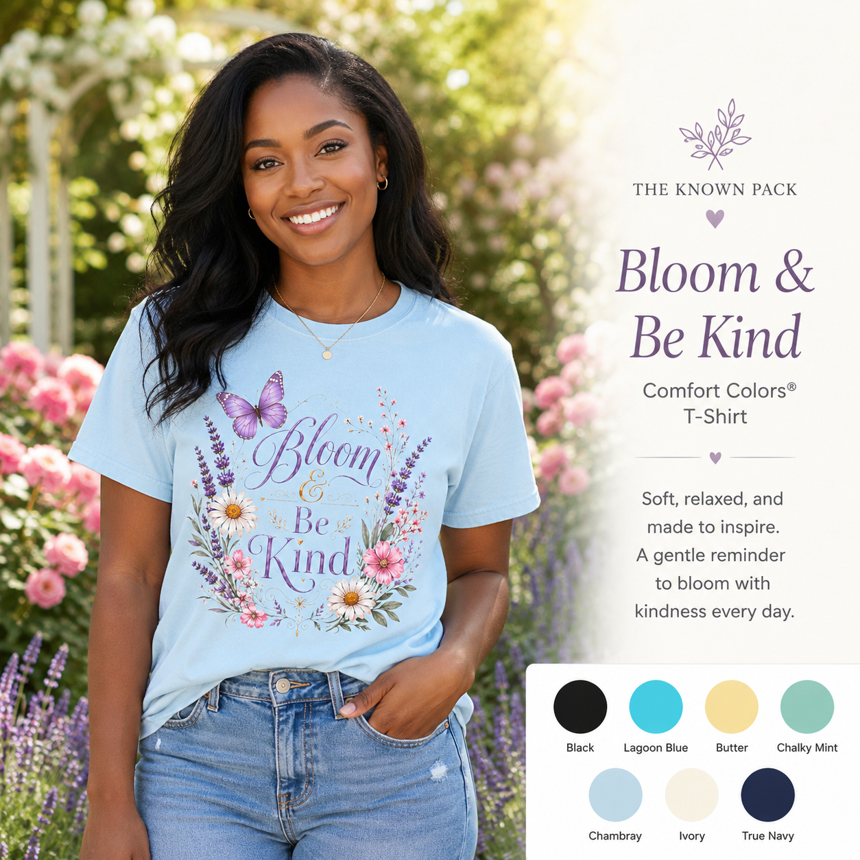 Bloom and Be Kind kindness shirt branded slide
