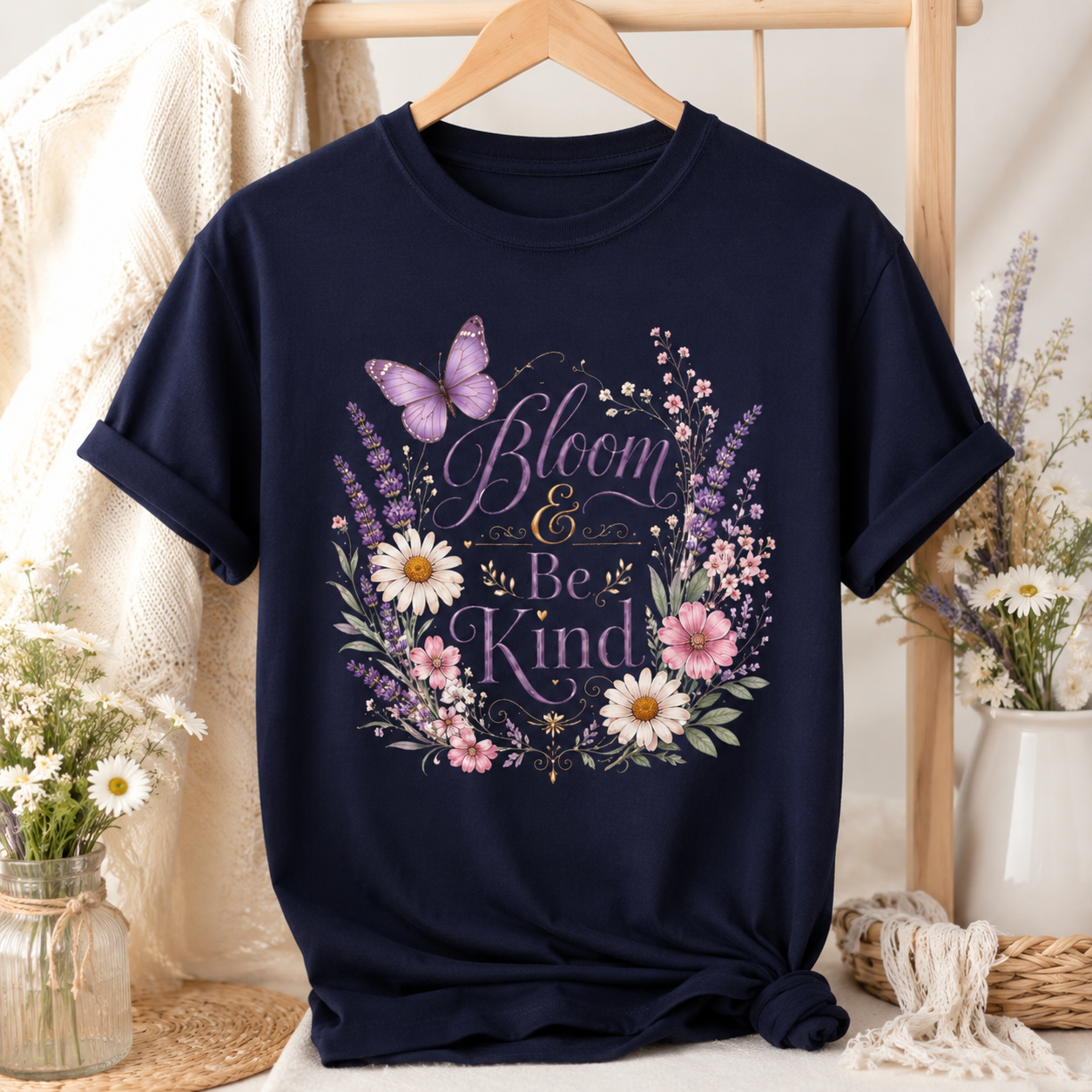 Bloom & Be Kind - Butterfly Lavender Tee