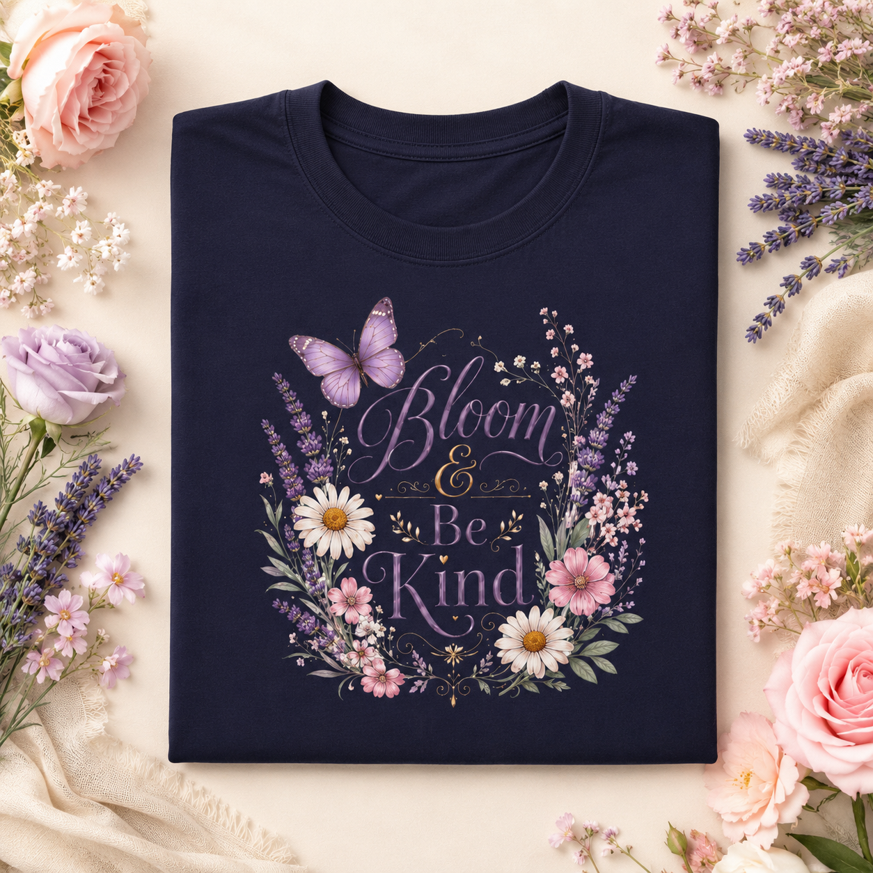 Bloom & Be Kind - Butterfly Lavender Tee