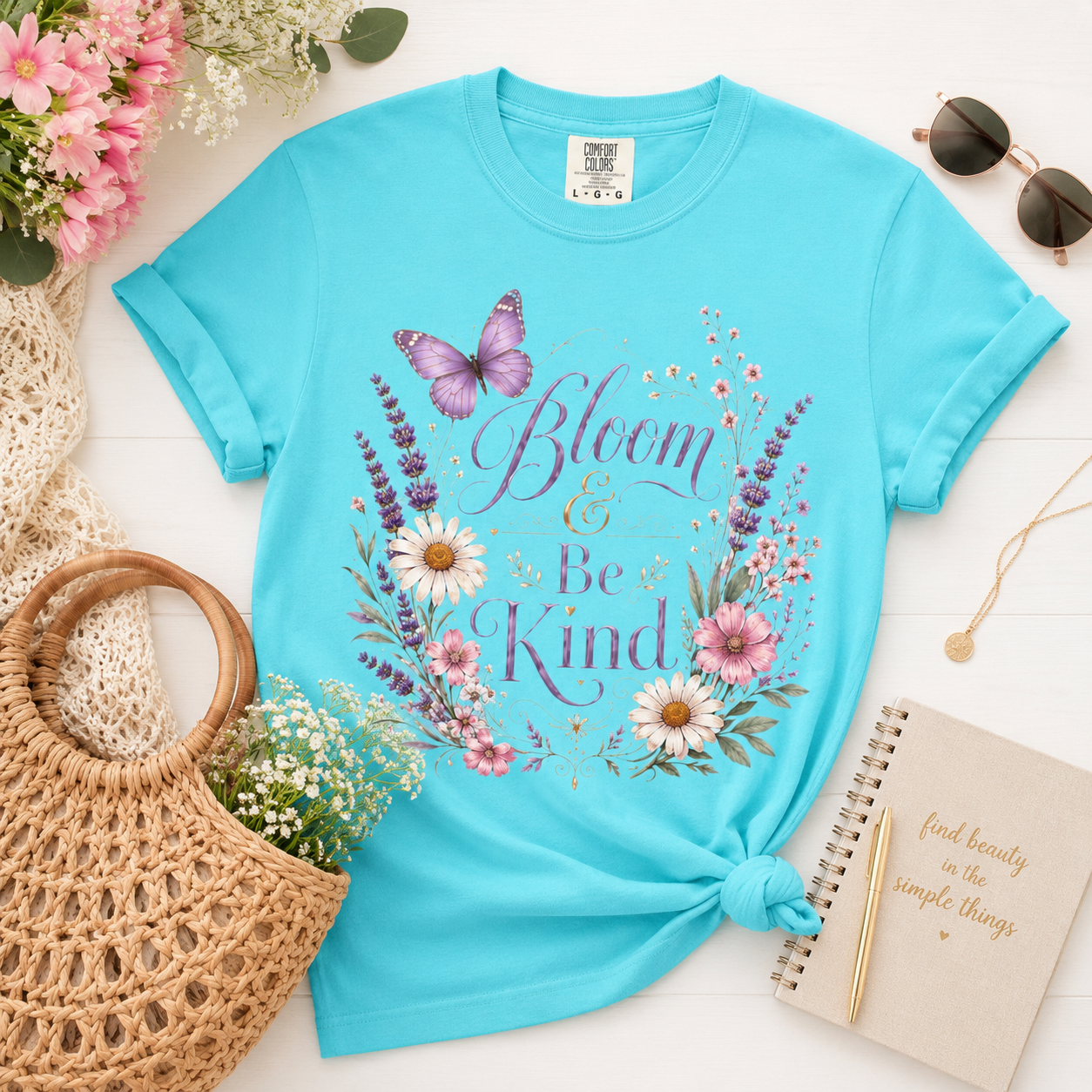 Bloom & Be Kind - Butterfly Lavender Tee