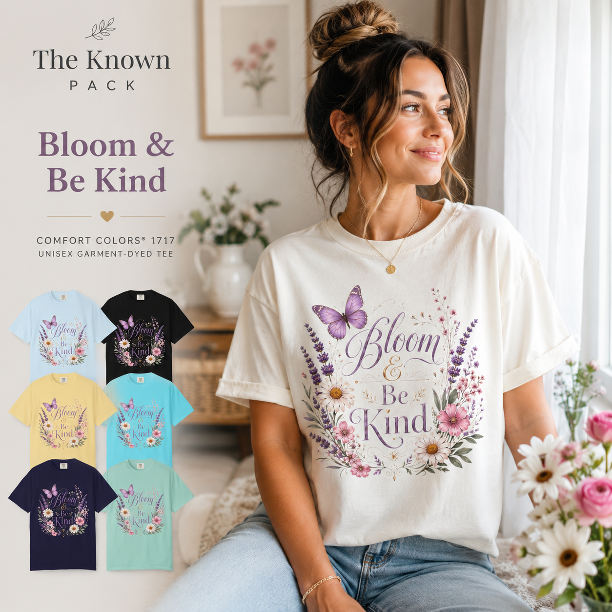 Bloom & Be Kind - Butterfly Lavender Tee