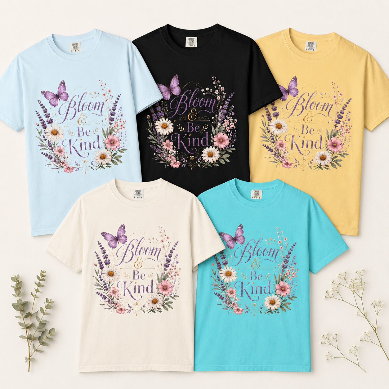 Bloom & Be Kind - Butterfly Lavender Tee