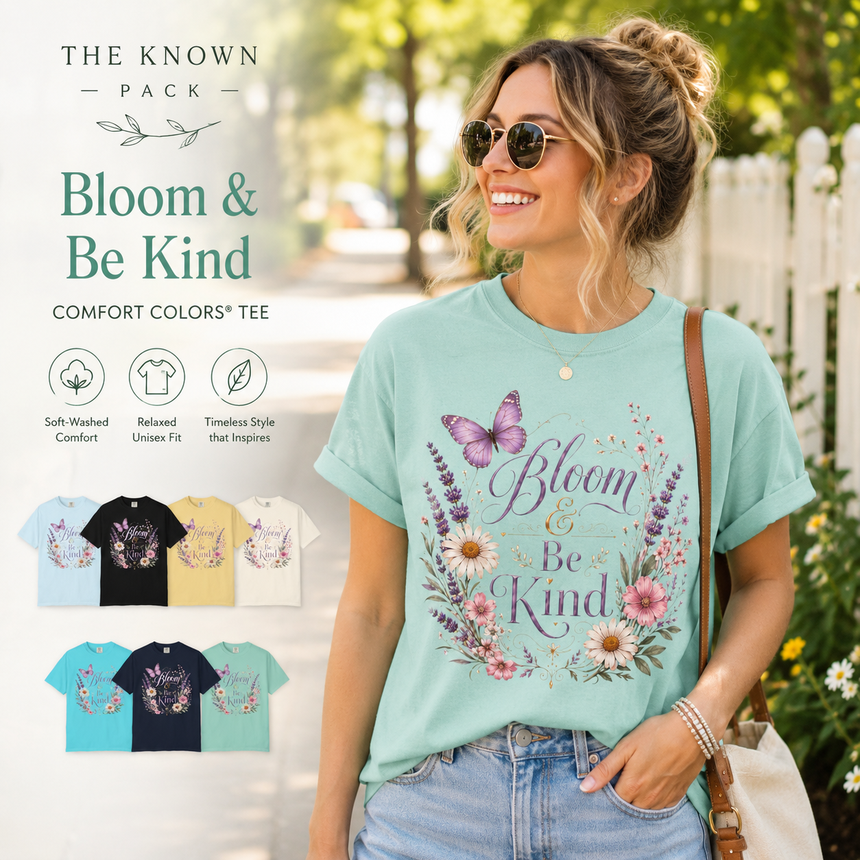 Bloom & Be Kind - Butterfly Lavender Tee