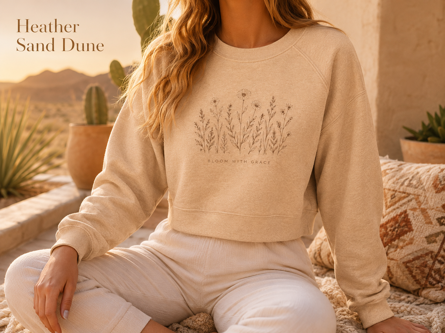 Bloom with Grace — Women's Cropped Fleece Pullover
