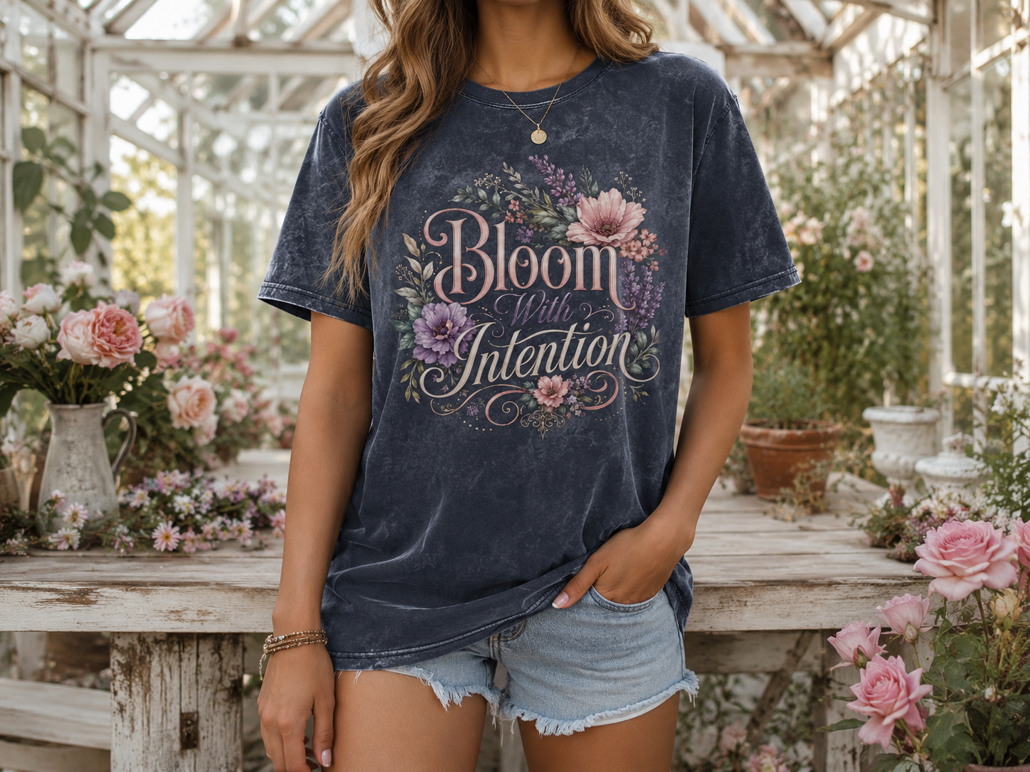 Bloom with Intention Vintage Crewneck Tee