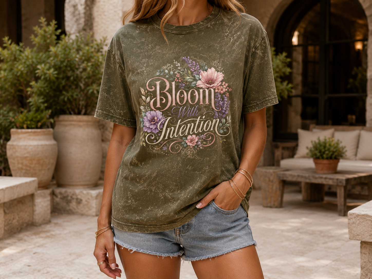 Bloom with Intention Vintage Crewneck Tee
