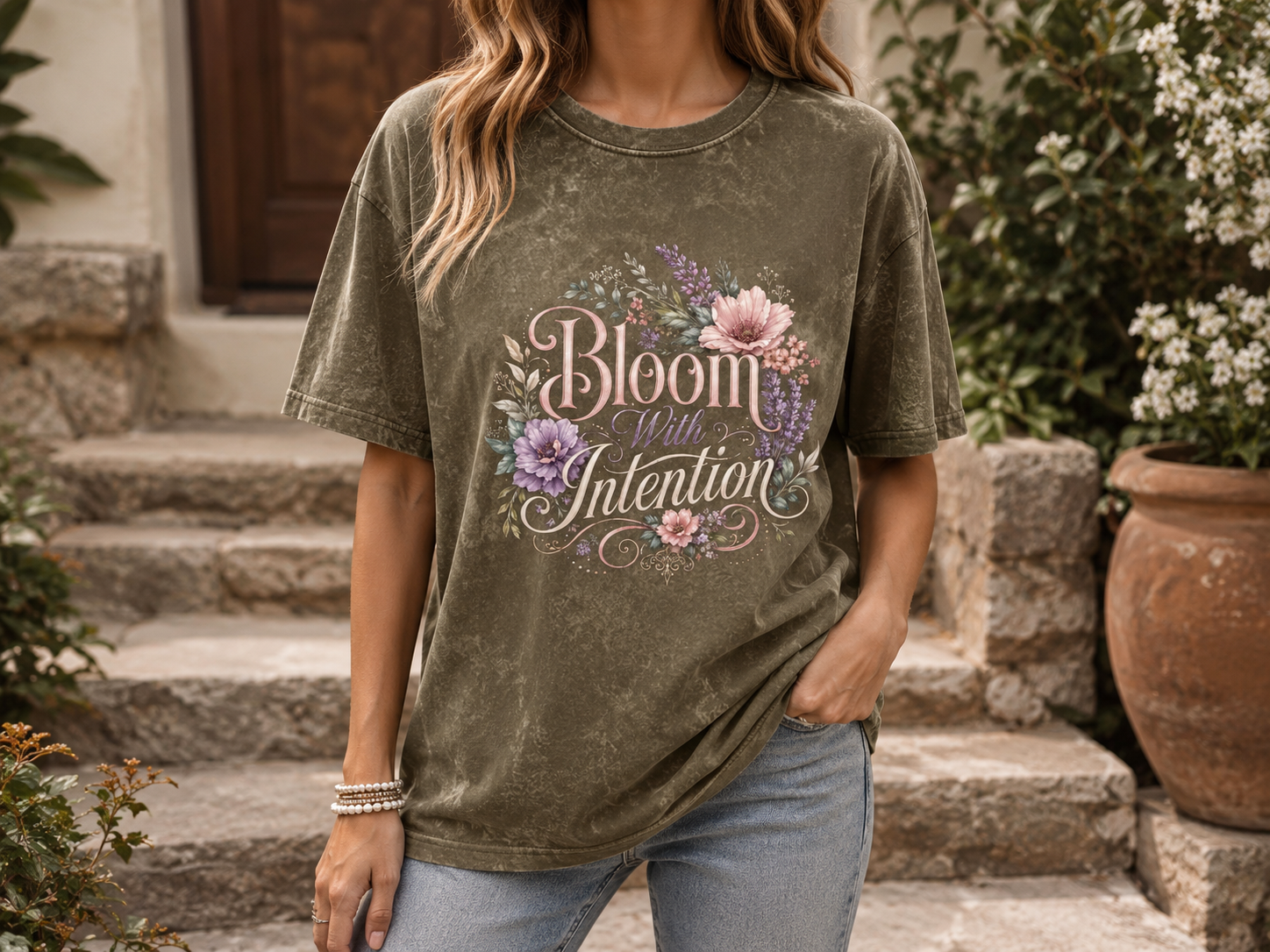 Bloom with Intention Vintage Crewneck Tee