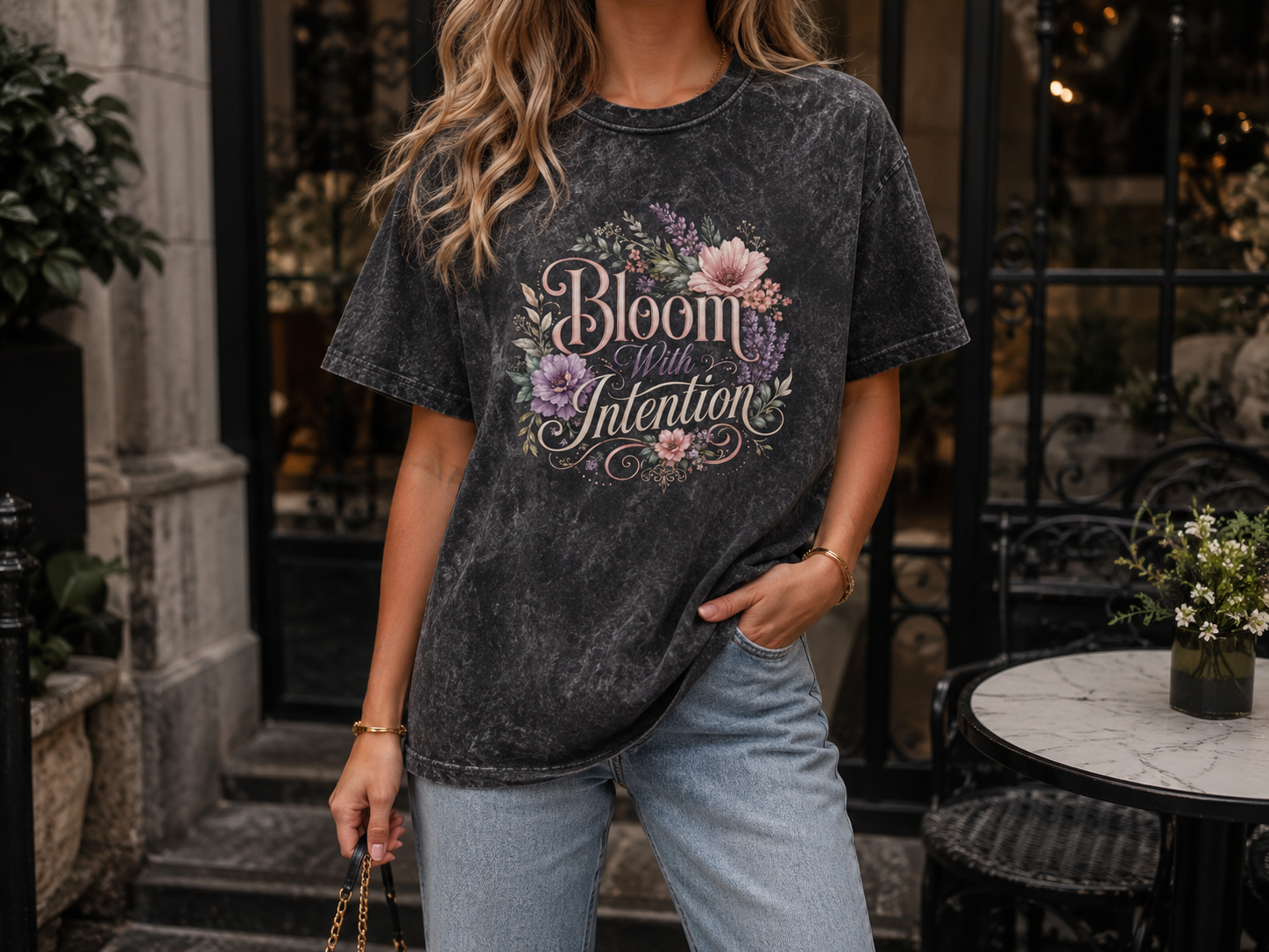 Bloom with Intention Vintage Crewneck Tee
