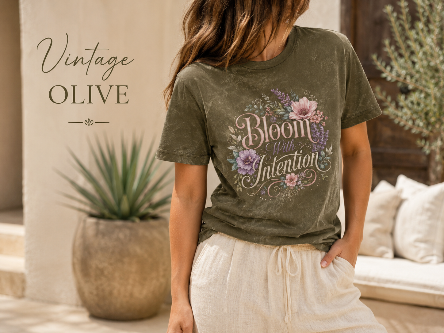 Bloom with Intention Vintage Crewneck Tee