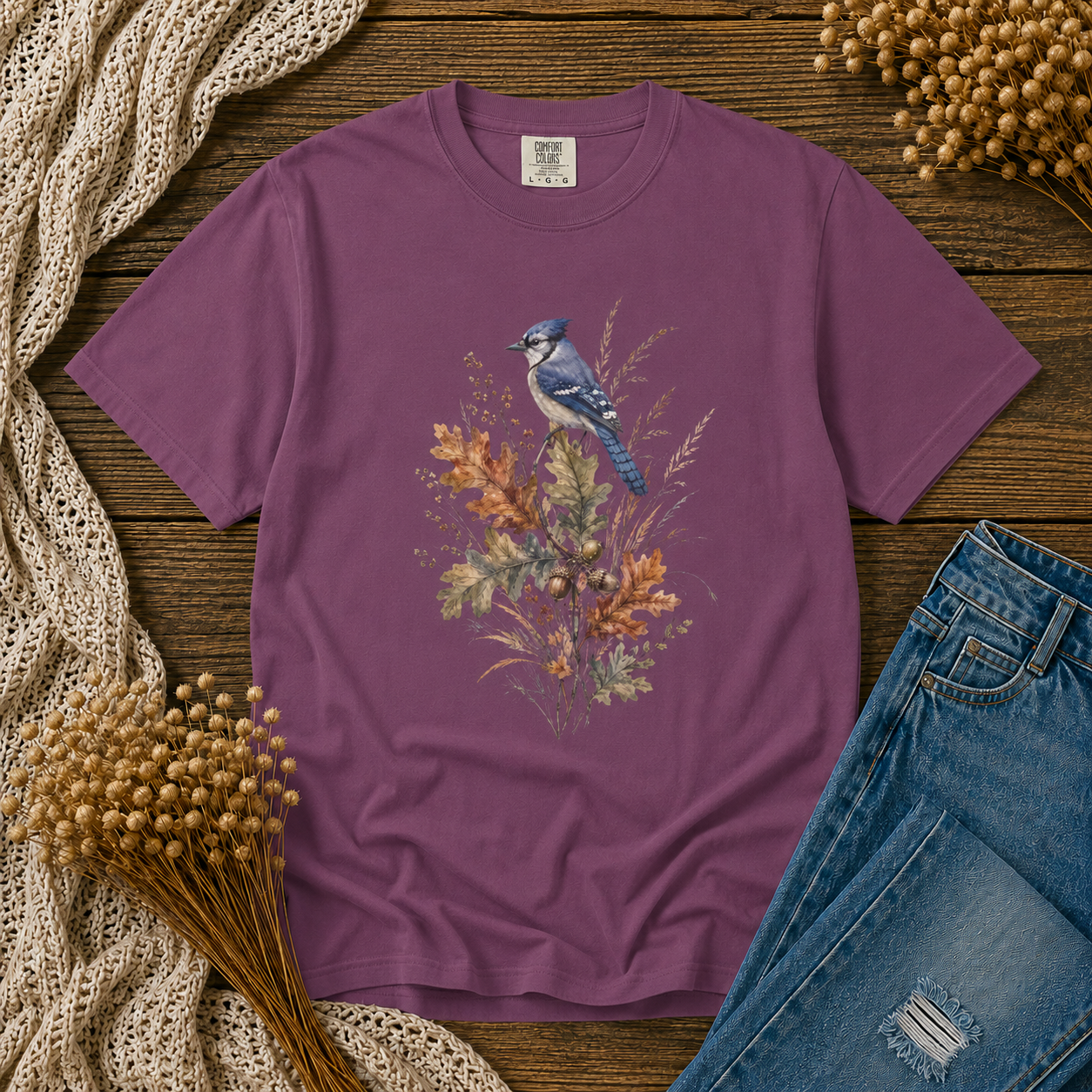 Blue Jay Oak Acorns Tee