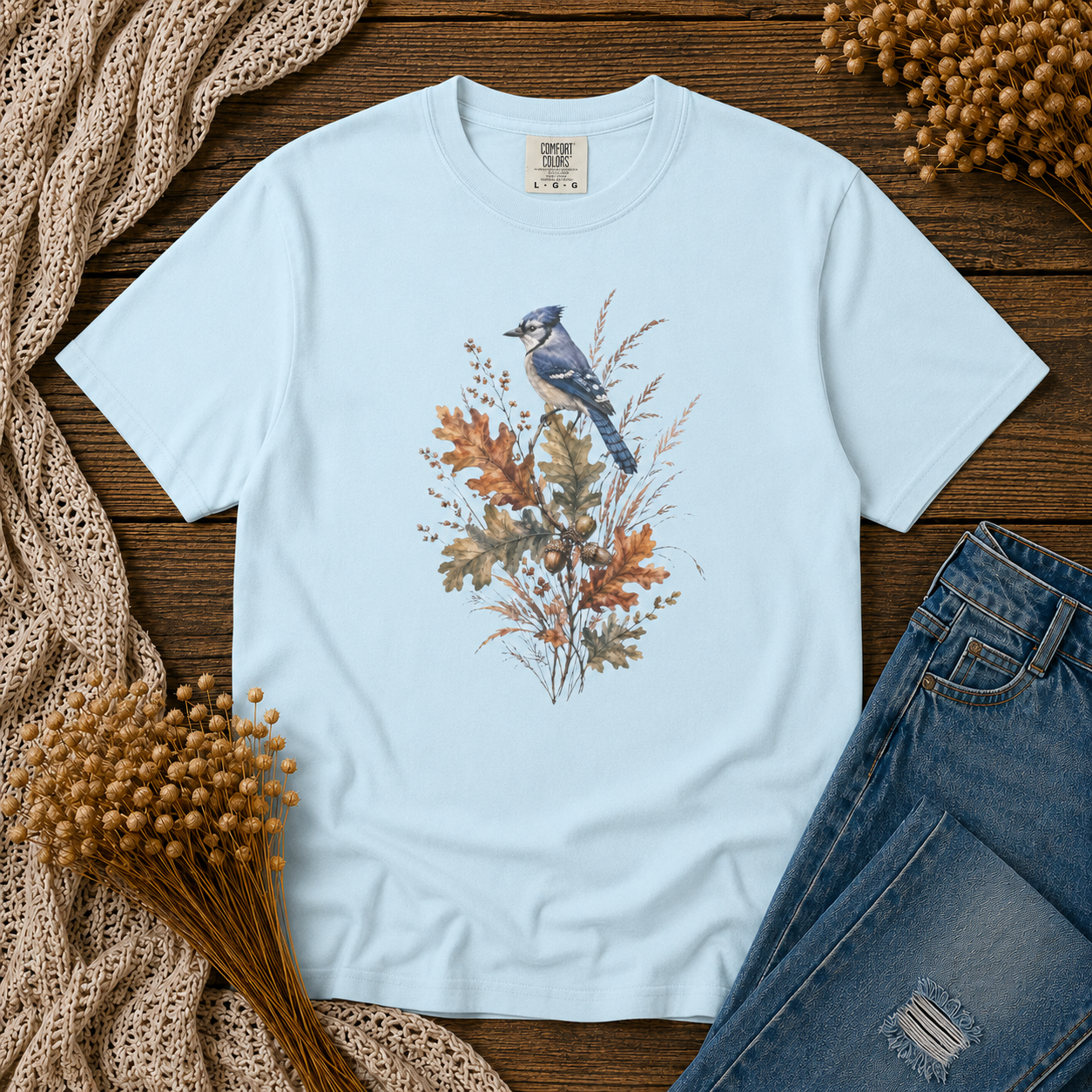 Blue Jay Oak Acorns Tee