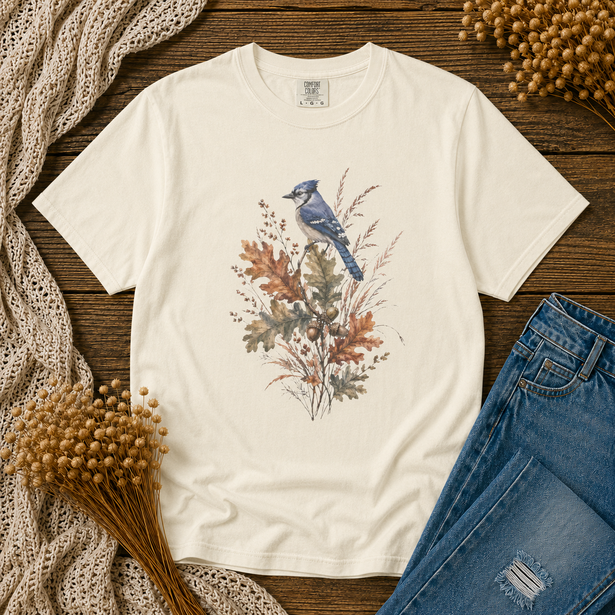 Blue Jay Oak Acorns Tee