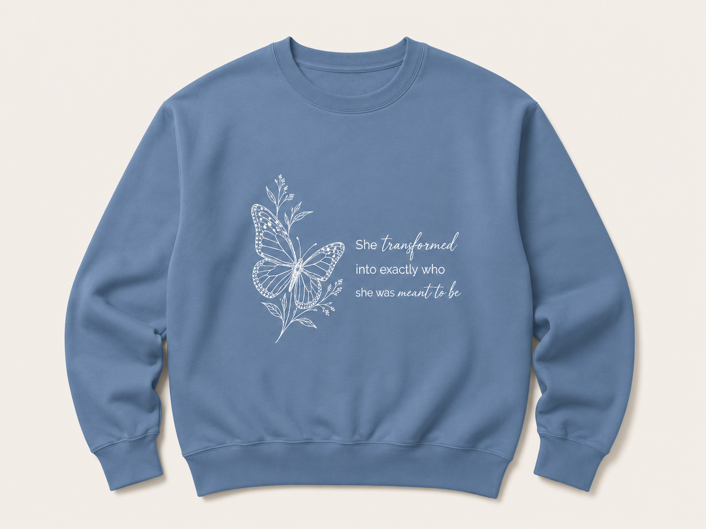 She Transformed — Butterfly Botanical Sweatshirt