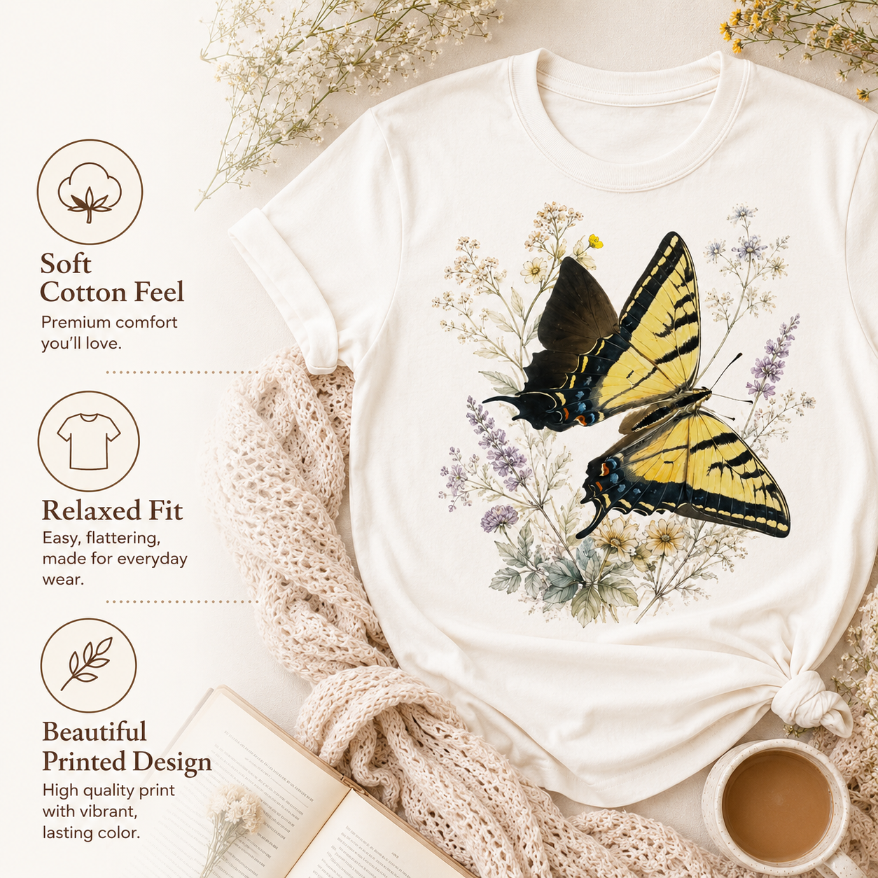 Swallowtail Butterfly - Botanical Wildflower Tee