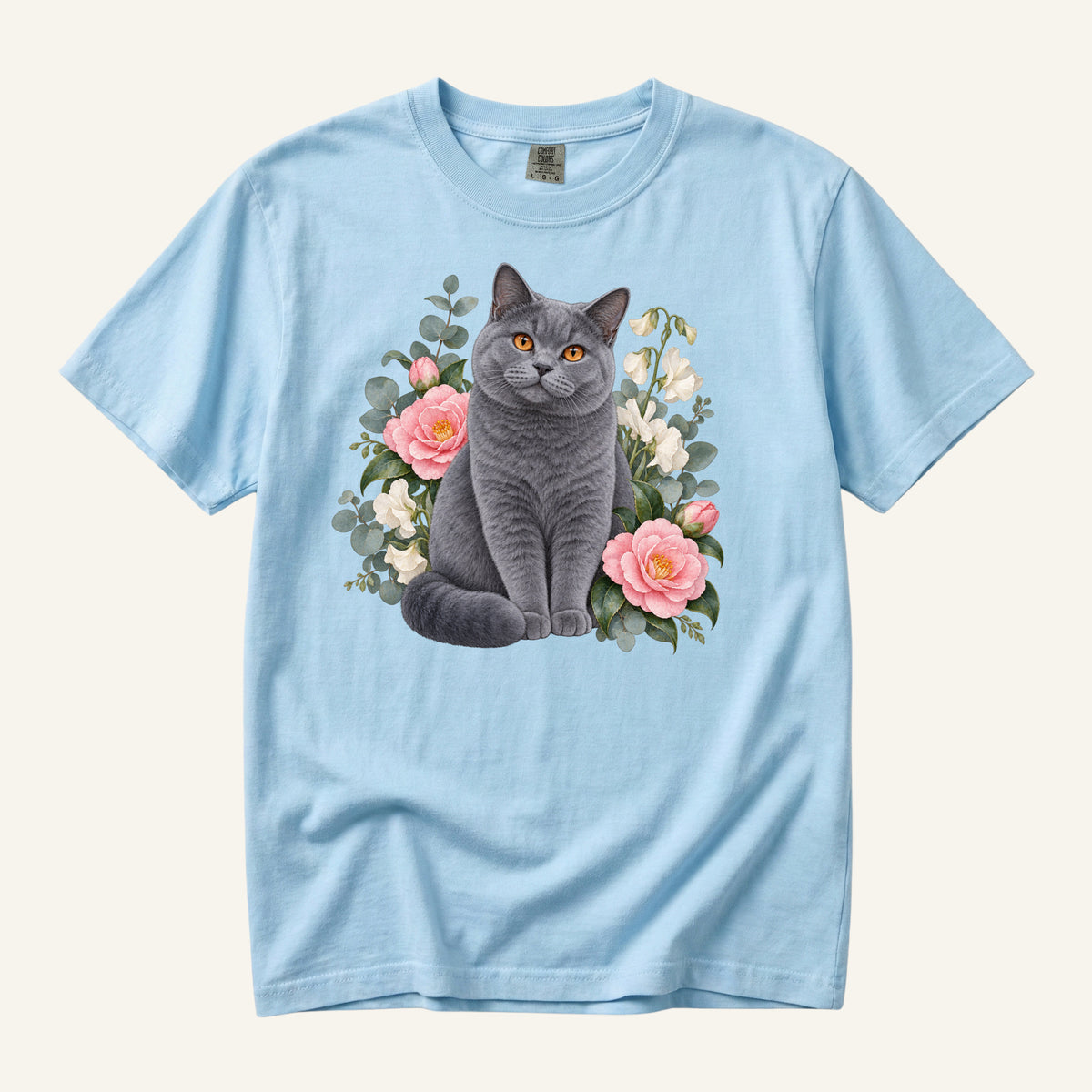 British Shorthair Cat T-Shirt — The Camellia Keeper