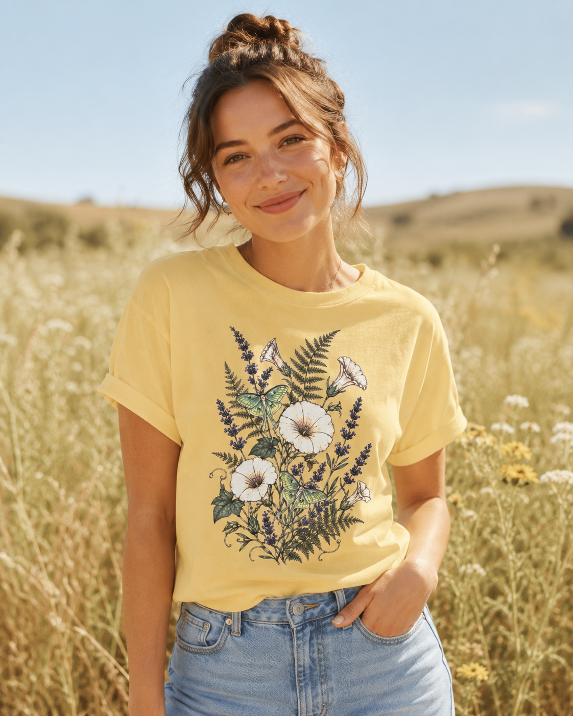 Luna Moth & Moonflowers - Vintage Botanical Tee