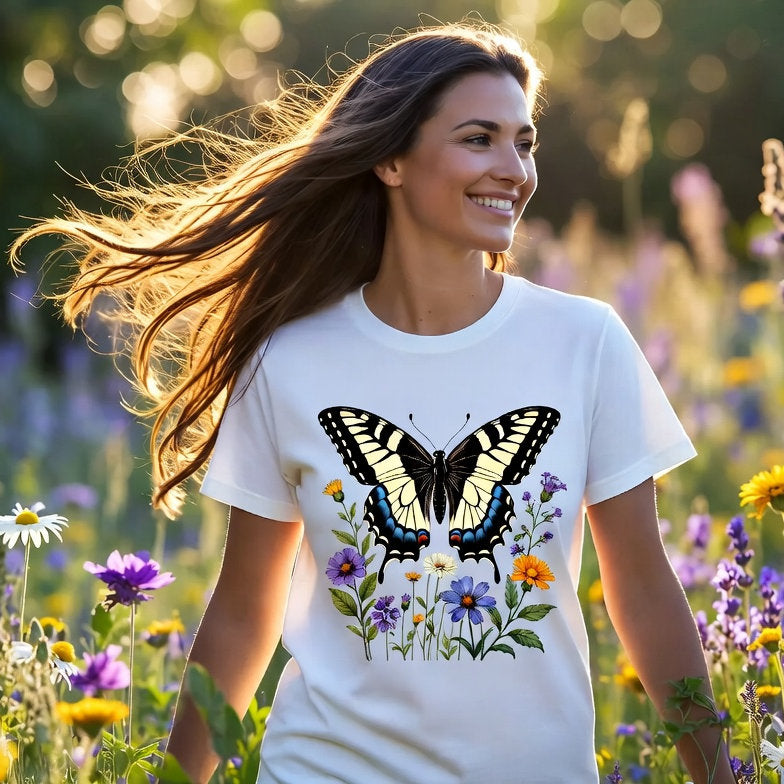 Swallowtail & Wildflowers - Botanical Butterfly